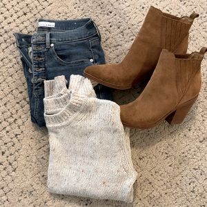 Cream Cropped Knit Pullover Sweater